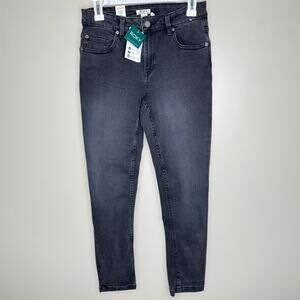 ROXY Skinny Jeans 26 Black Dark Wash Mid Rise Denim Ankle Cotton Blend Stretch